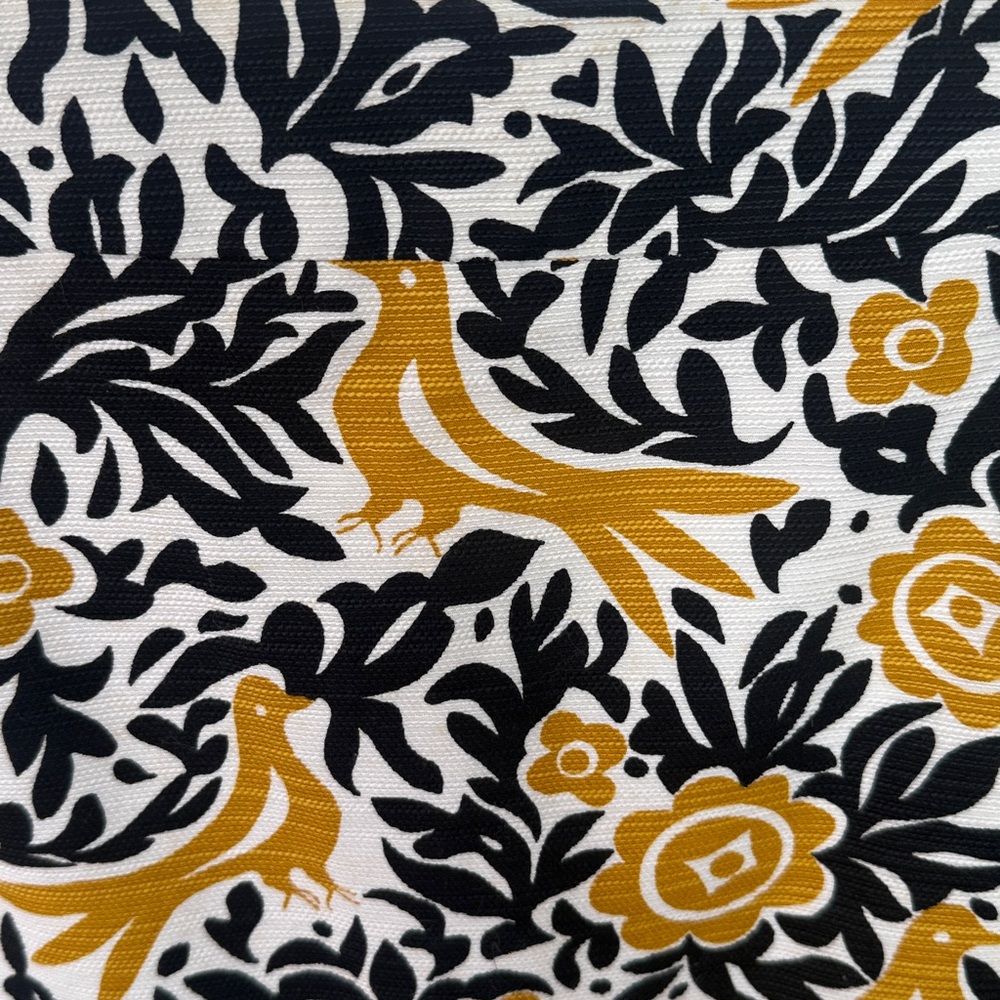 Ann Taylor Factory Women's Floral Bird Print Skirt in Mustard and Navy 4 - Picture 3 of 10